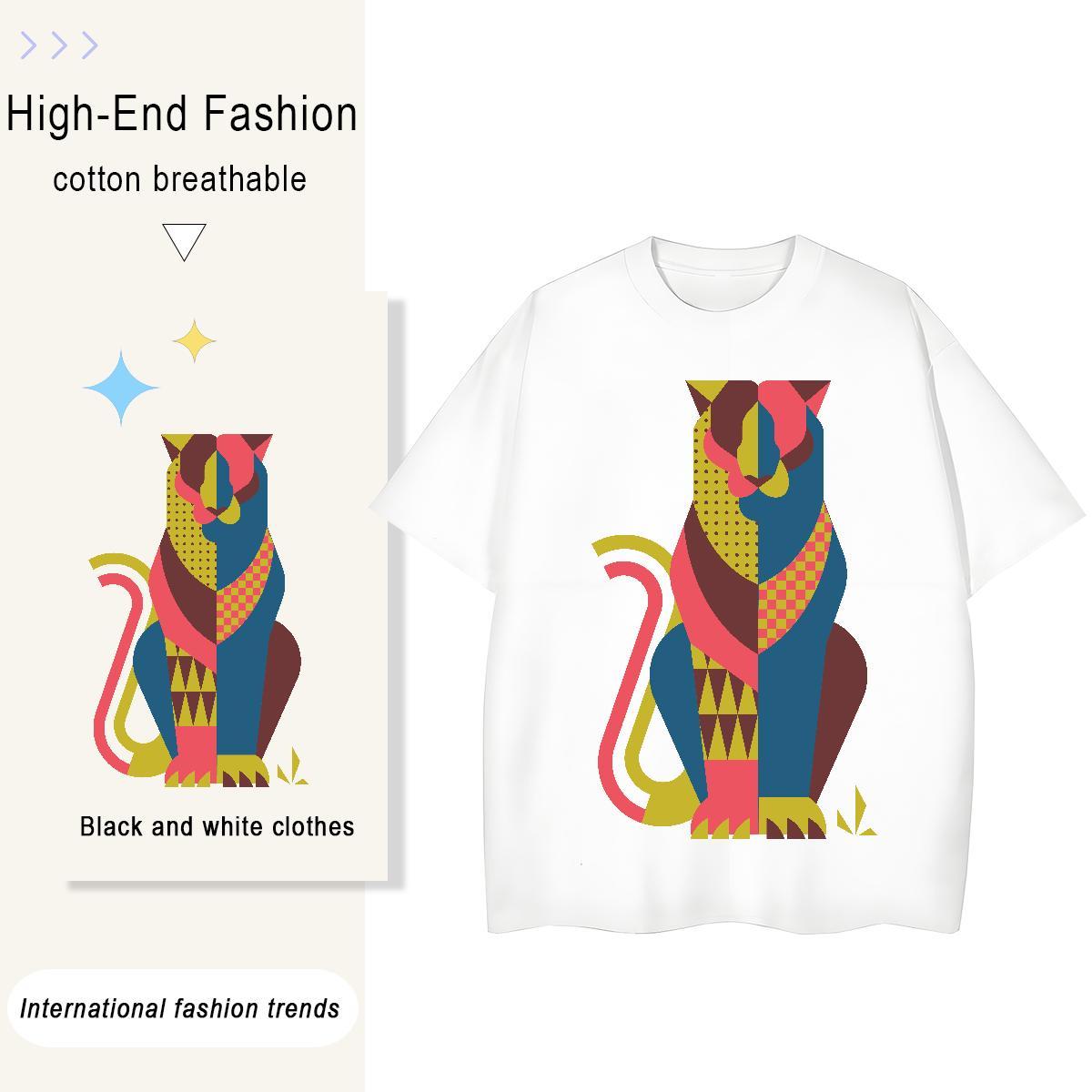 Fashion Tshirts cat Daily Outfit 100% Cotton 230g Wear O-Neck Short Sleeve Soft Mens T Shirts Custom Print Plus Size