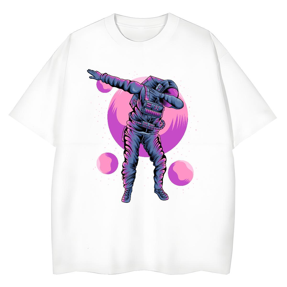 Loose Woman Tshirt 230g 100% Cotton cosmonaut Daily Wear Woman T Shirts Breathable Soft DIY Anime Printed Tee Shirt