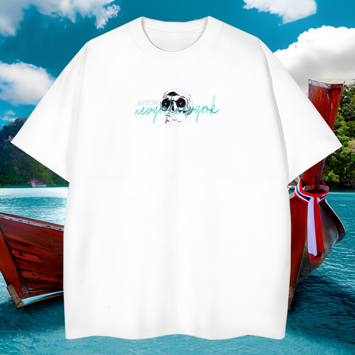 Brand T-Shirts for Men 230g Cotton skull Street Wear Oversized 3XL 4XL Breathable Short Sleeve Men Tshirts New Tees Shirts