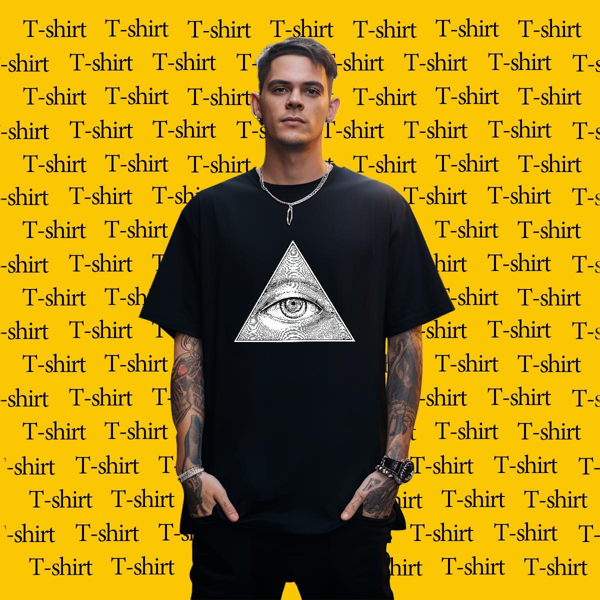 High Quality Men T Shirts 230g Pure Cotton eye of the devil Street Wear Custom Cartoon O-Neck Short Sleeve Men Tees Wholesale Tshirts