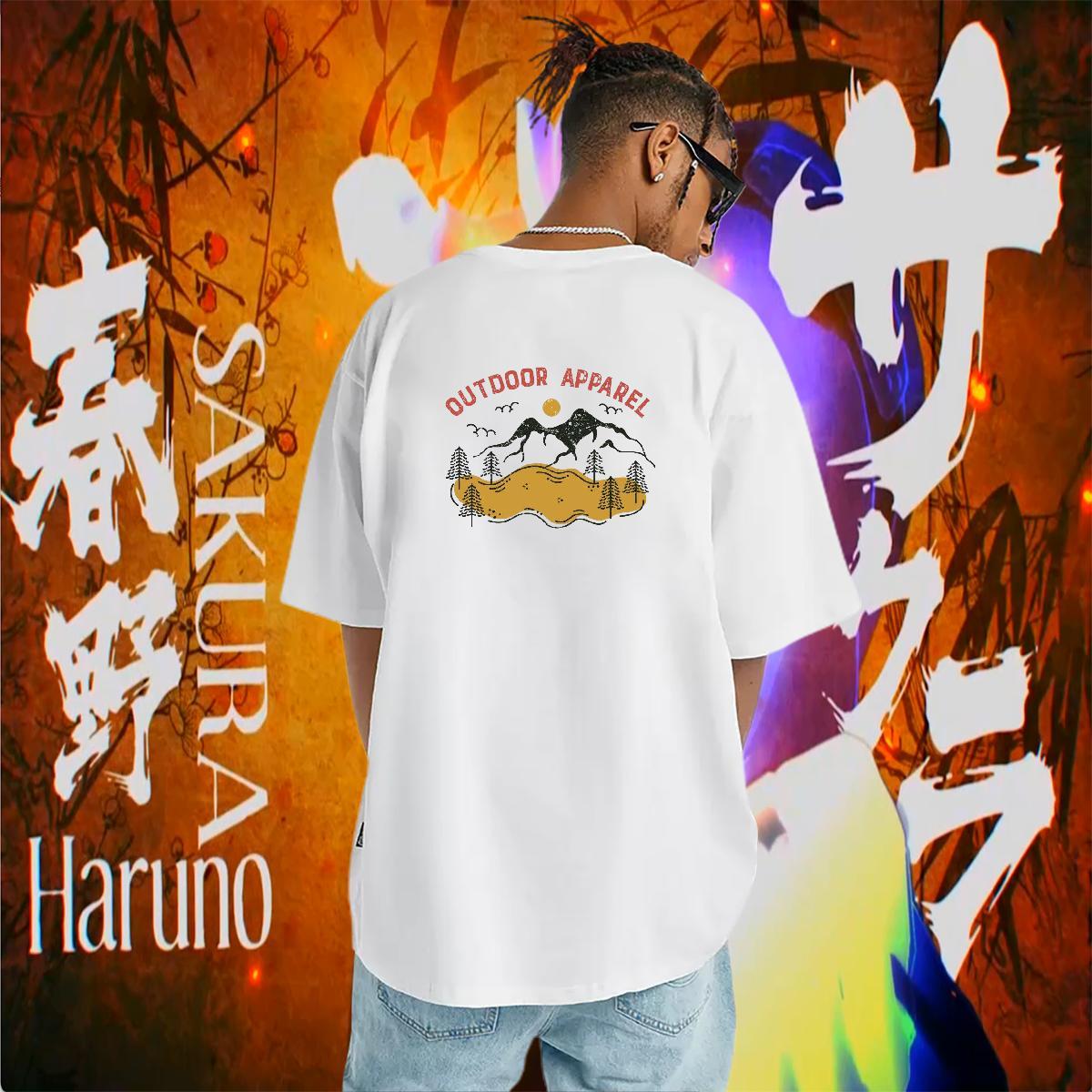 Cool T Shirt For Man 230g 100% Cotton mountains Casual Custom Print Plus Size Crew Neck Breathable Men Clothes T-Shirt 2024 New Tops Tees