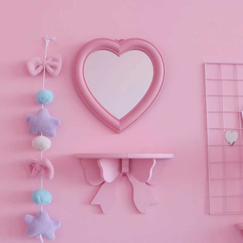 Heart-shaped Cosmetic Mirror New Decorative Mirror Girl Heart Student Dormitory Living Room Decor Makeup Cosmetic Beauty ToolXJ241213
