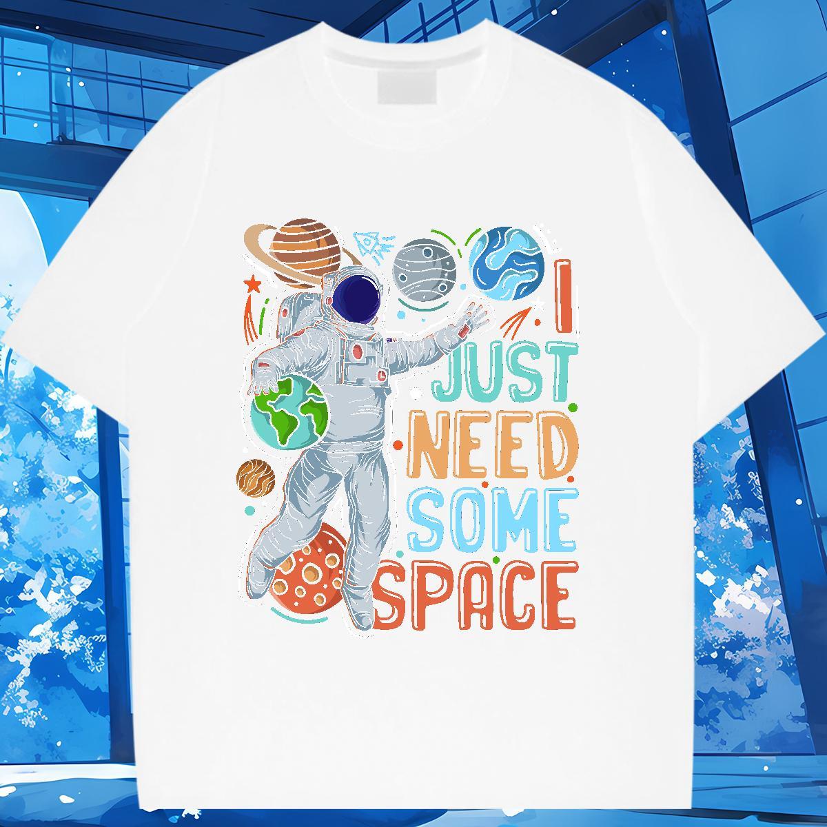 Female Womens Tshirts 230g Cotton universe Casual Woman T Shirts Breathable Crew Neck Black White Tees Shirts