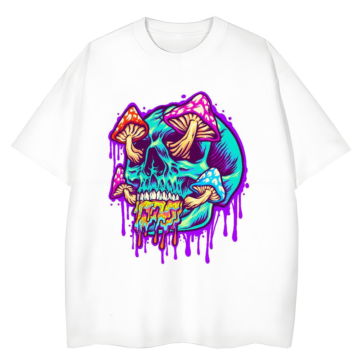 Comfortable Mens T Shirts 230g 100% Cotton skull Outdoor Oversized Short Sleeve O-Neck Tshirts Fashion New Tops