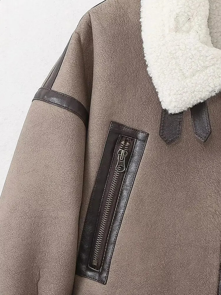 AutumnWinter Double Sided Short Jacket Fashion TurnDown Collar Shearling Lamb Fur Parka Streetwear Motorcycle Coat 240823