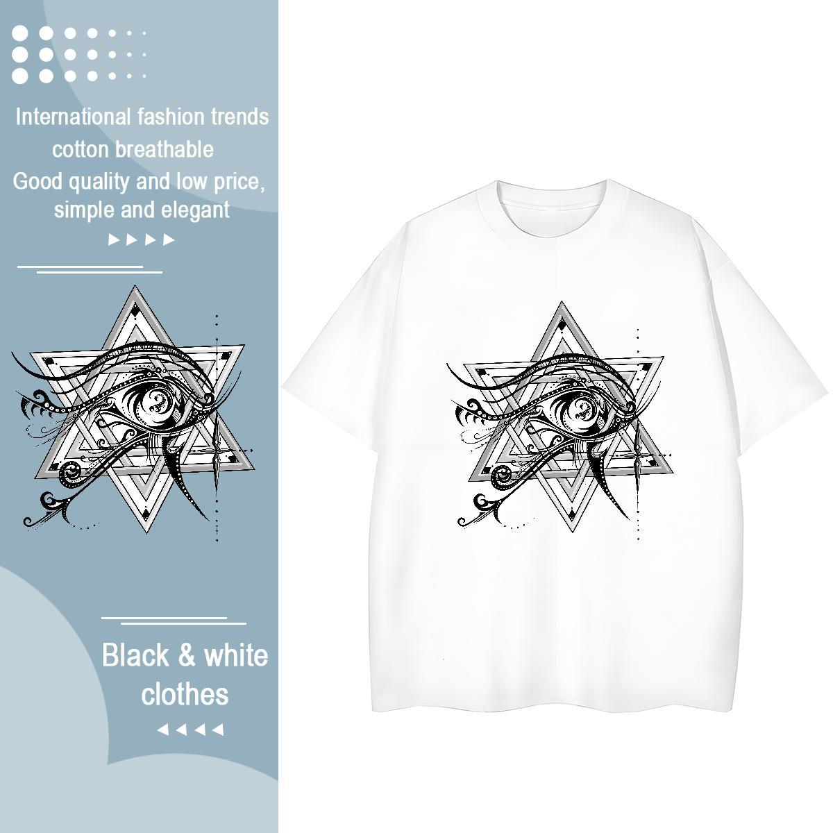 Cool Design T-Shirts 230g 100% Cotton eye of the devil Casual Floral Print Short Sleeve O-Neck Tshirt for Man Woman 2024 New Tees