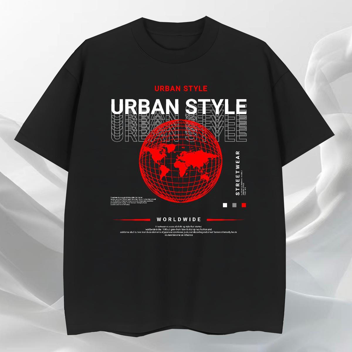 Loose Fit Men T Shirts 100% Cotton 230g earth High Street Hip Hop White Plus Size Crew Neck Men Tops Tees Designer Clothings