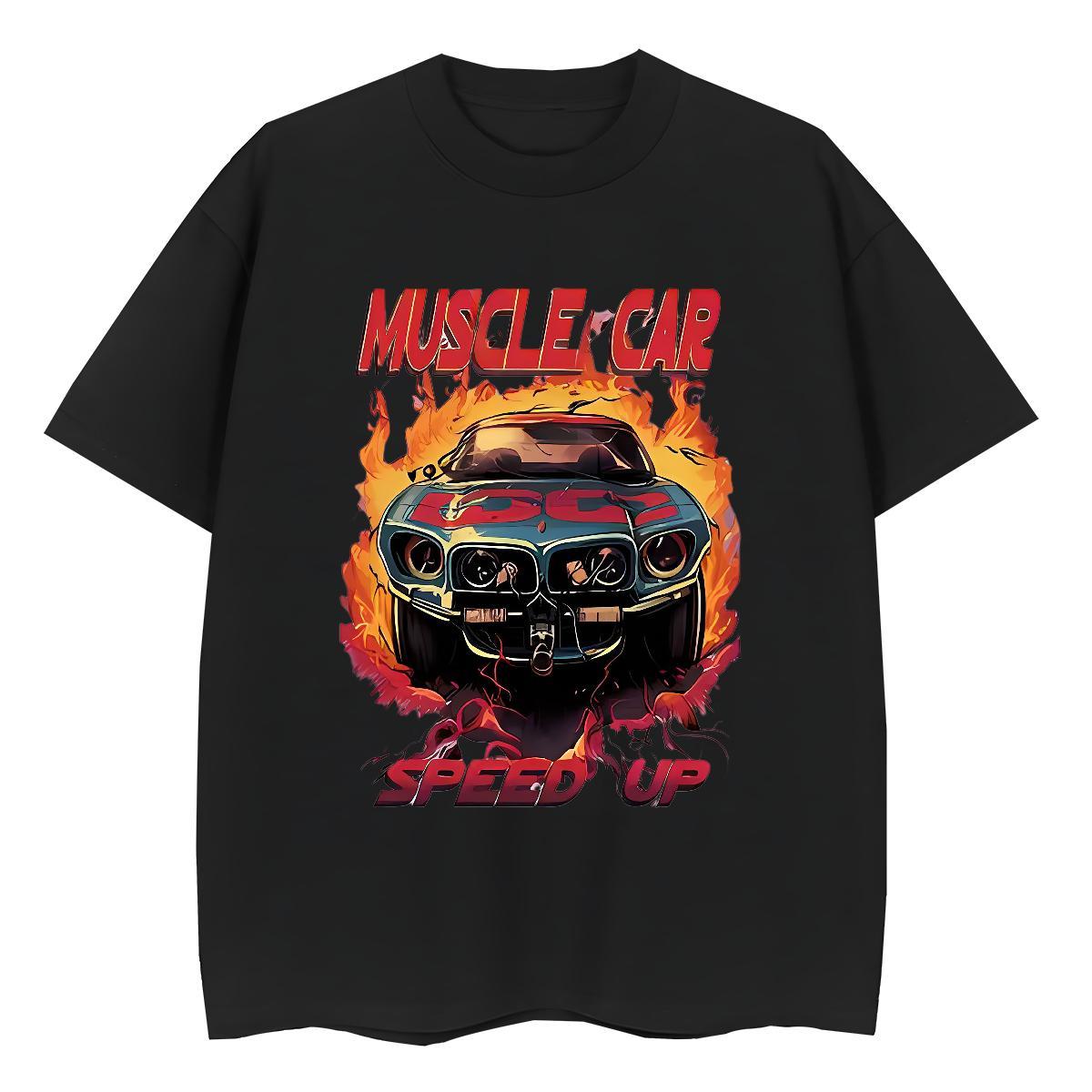 Loose T Shirt For Man 100% Cotton 230g car Daily Outfit DIY Printed Crew Neck Breathable Tshirts 2024 Summer Tee Shirt