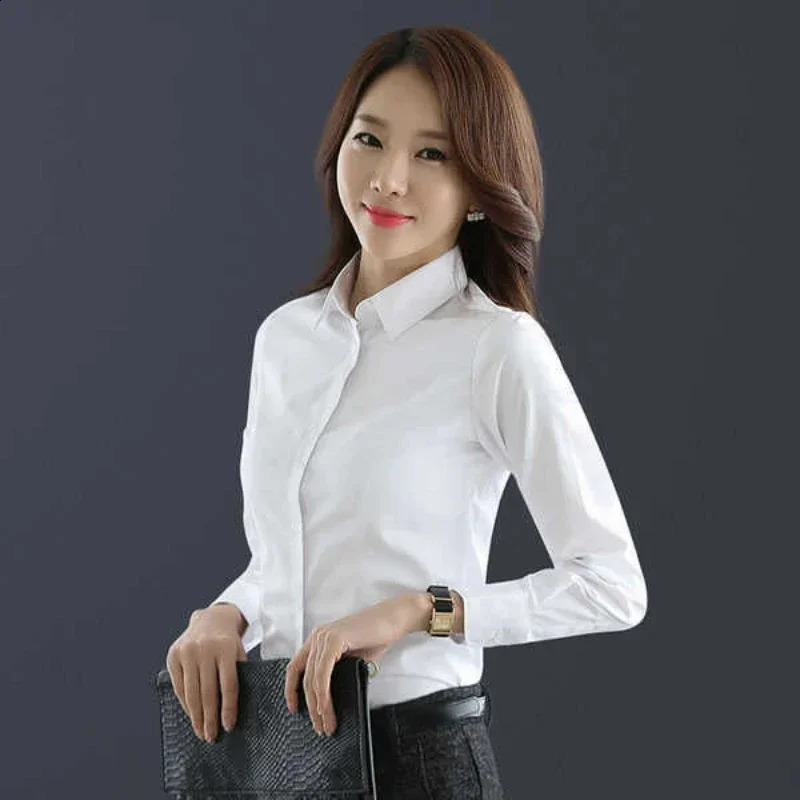Long Sleeve Office Blouse for Women Casual Bodysuit Tops Wrinkle Resistant Korean Silky Plus Size Black Summer 240823