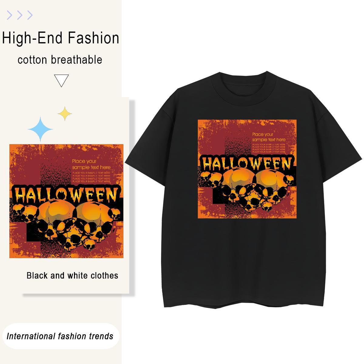 Brand T-Shirts for Men 230g Cotton skull Daily Wear DIY Printed Breathable Men Tshirts Classic Clothes