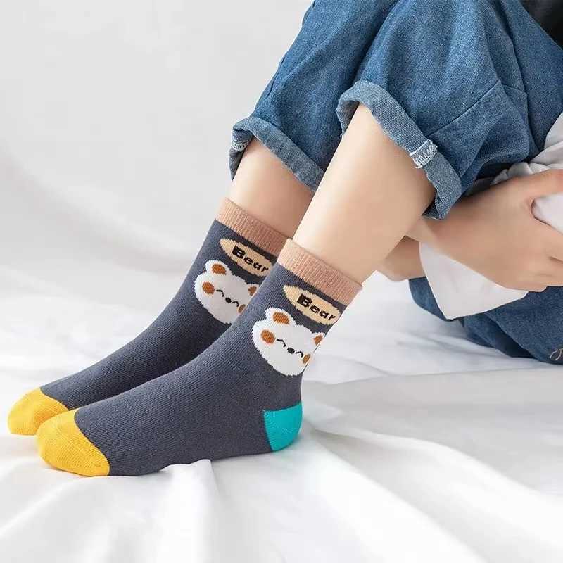 5 Pairs Autumn Fashion Boys Sock for Kids Cute Baby Girl Happy Funny Boat Long Socks White Spring Childrens Clothes CL240824