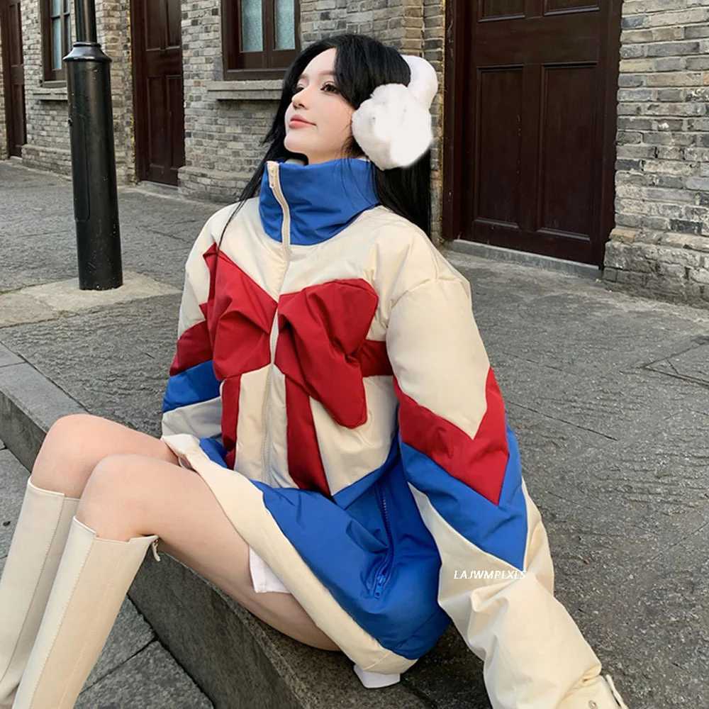 Women's Down Parkas Cotton Korean Kawaii Down jacket womens 2023 Winter New Sesign Temperament Bow Loose Thick warm parkas Y240824VXTR