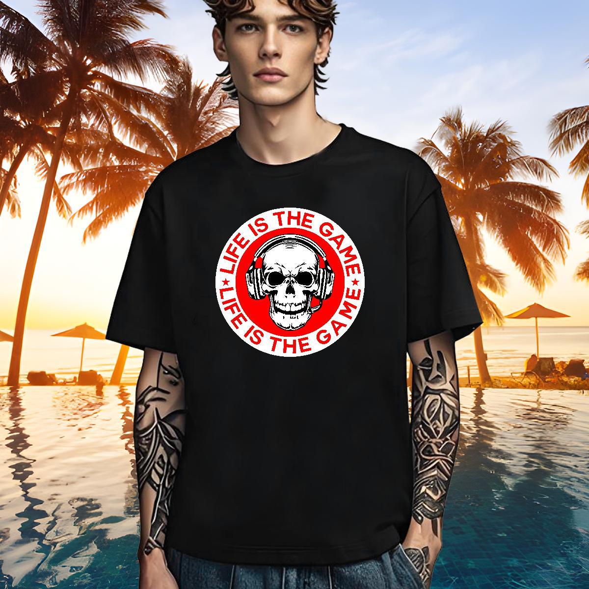 Wholesale Mens T Shirts 230g Cotton skull Sport Custom Big Size O Neck Short Sleeves Tshirts Fashion Designer Tee Shirt
