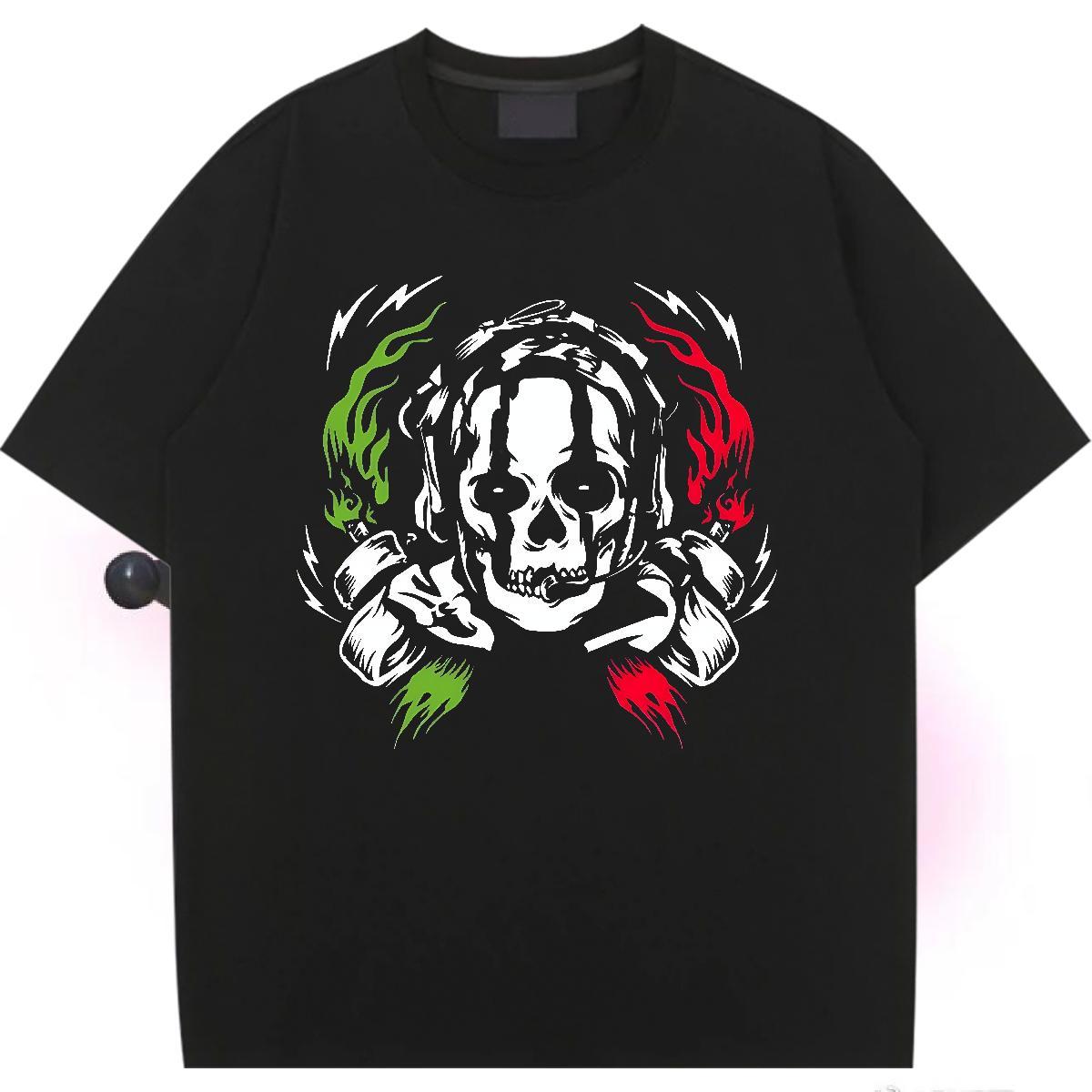 Brand Womens Tshirts 230g 100% Cotton scary Street Casual T-Shirts Crew Neck Plus Size Cartoon Tees