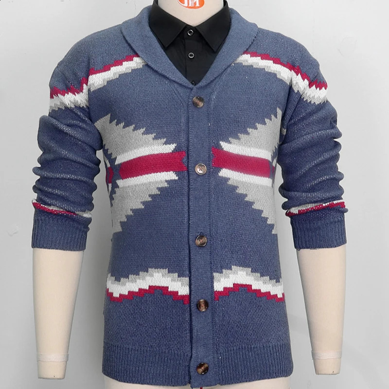 Mens fashion sweater autumn and winter jacquard knitted long sleeved cardigan woolen top 240824
