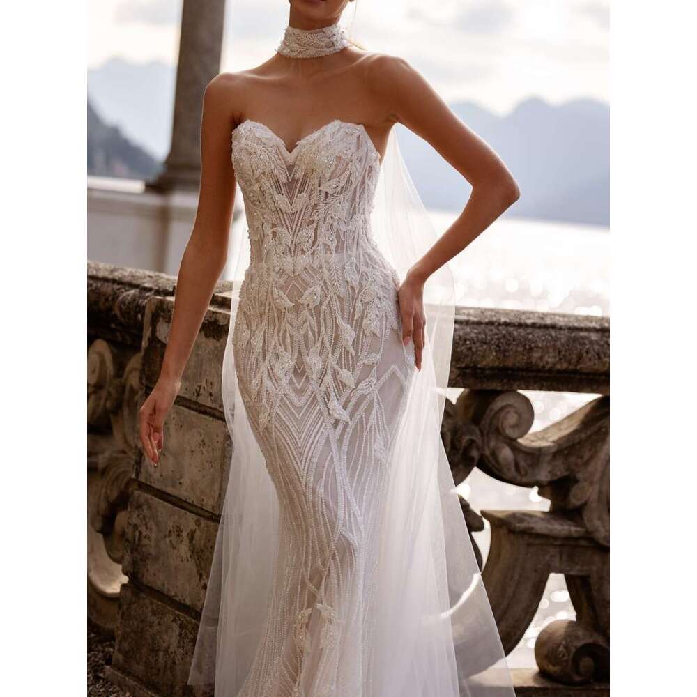 Wedding Mermaid Dress Beading Sleeveless Bride Robe Elegant Appliques Or Length Bridal Dresses Vestidos De Novia Es