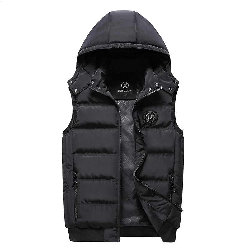 5XL Mens Vest Jacket Winter Waterproof Warm Sleeveless Men Jacket Fashion Hooded Casual Vest Men Autumn Thicken Waistcoat 240824