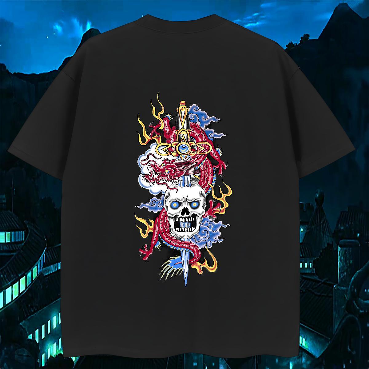 Unisex Man T Shirts 230g 100% Cotton skull Home Outdoor Custom Cartoon Breathable Crew Neck Tshirt for Man Woman DIY Customized Top Tees