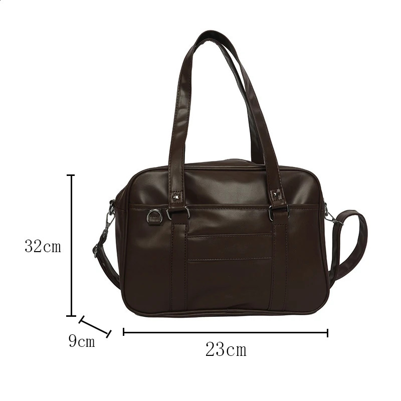 Japanese style JK bag womens high school uniform PU leather shoulder simple handbag cross body Itabag 240830