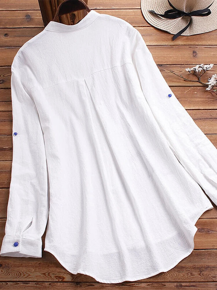 Womens Button Down Round Neck Shirt Classic Long Sleeved Fashion Shirt Floral Pattern Office Work Shirt Blouse 240823