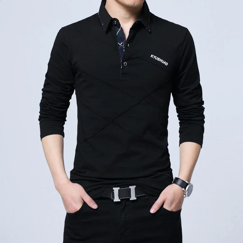 5XL polo shirt collar mens plus size 3XL 4XL autumn button long sleeved casual dress 240823