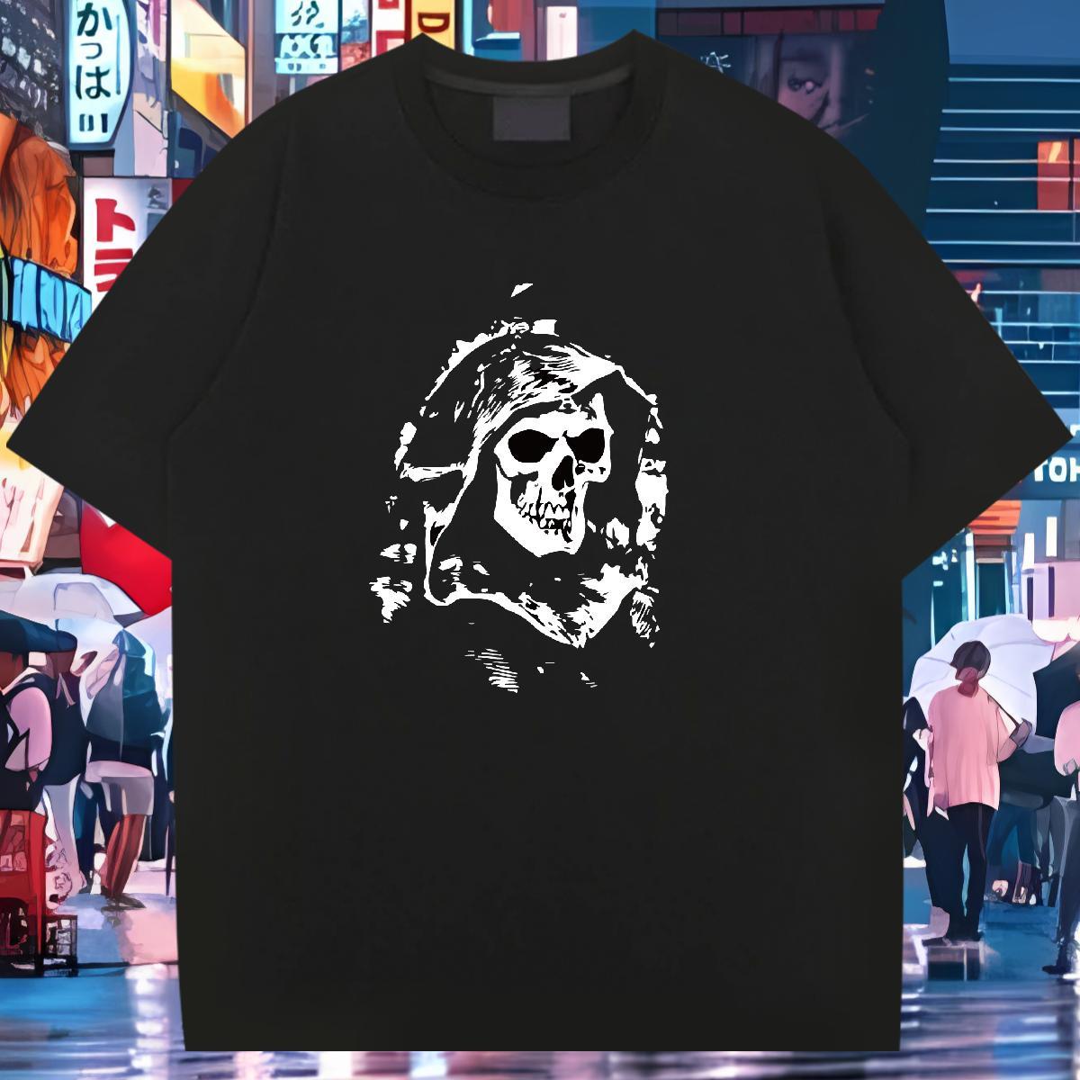 Comfortable Man T Shirts 230g Cotton skull Street DIY O Neck Short Sleeves Men Tees Classic Casual Tops Tees