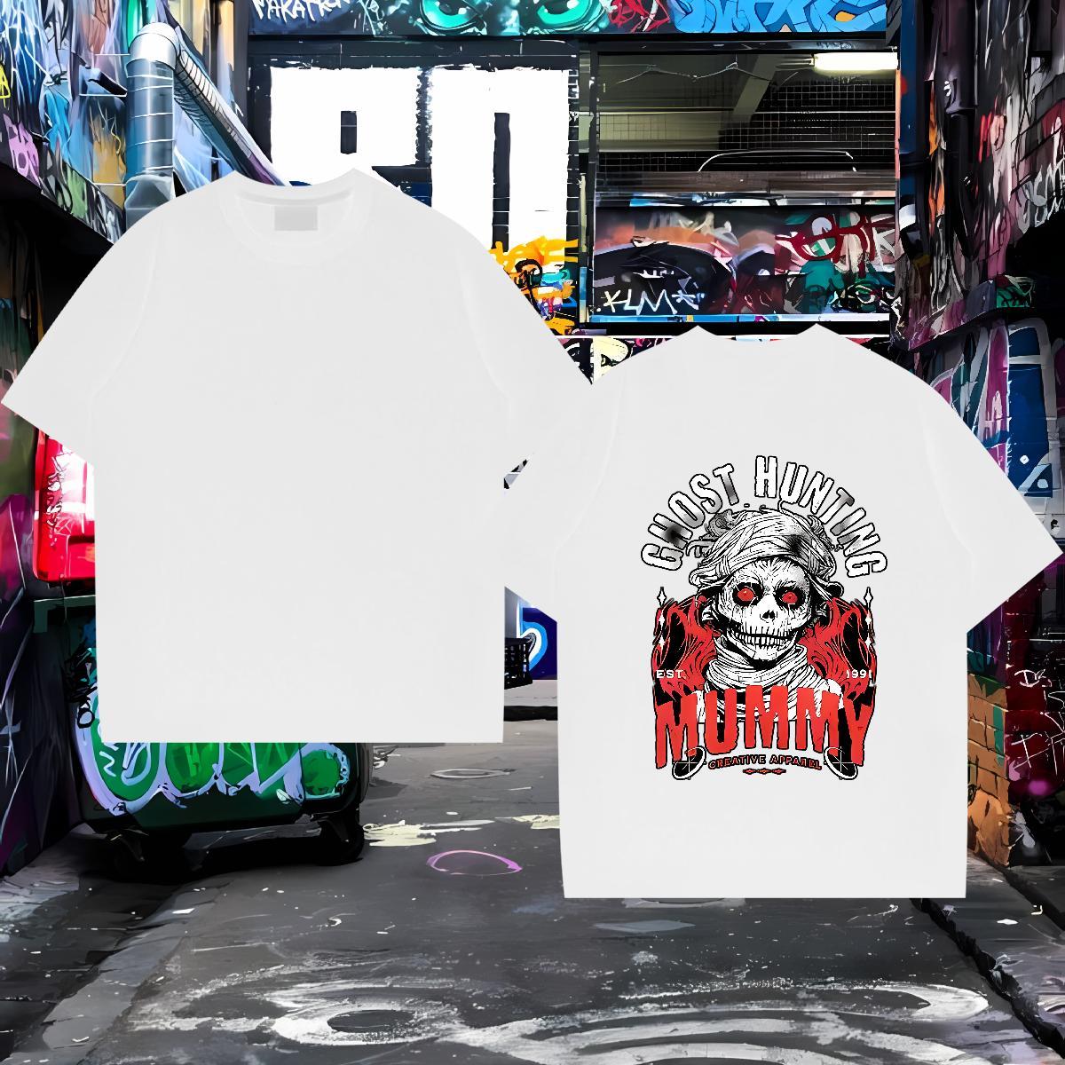 Free Shipping T Shirts Men 230g Pure Cotton skull Home Outdoor Plus Size Cartoon Breathable Men Tshirts Custom Wear