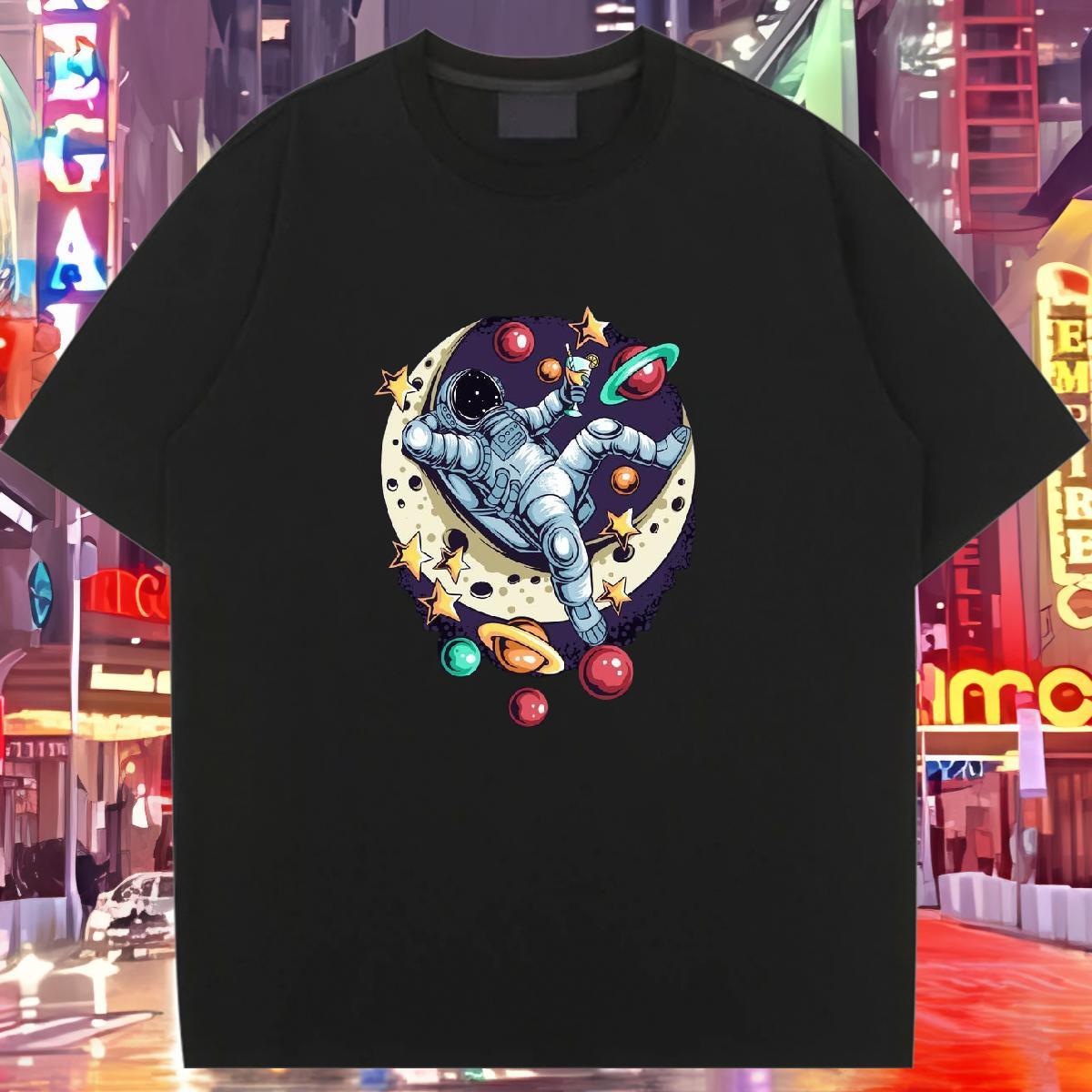 Female Unisex Tshirts 230g Pure Cotton universe Hip Hop T shirt Crew Neck Black White Tees
