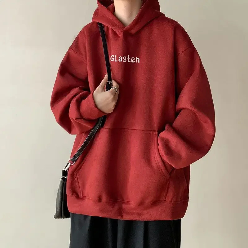 Purple suede mens sportswear autumnwinter US heavyweight hoodie trend young fully matched casual jacket 240823