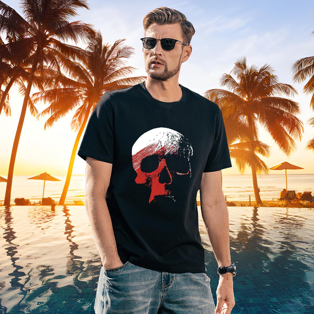 Free Shipping T shirt 100% Cotton 230g skull Summer Casual Custom Print Plus Size Breathable Short Sleeve Men Tops Tees Fashion Design Tshirts
