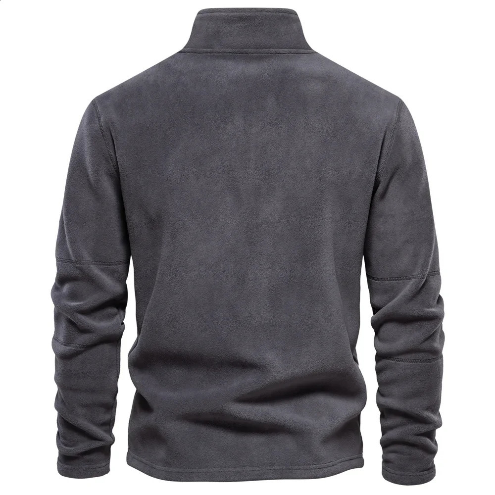AIOPESON Mens Thick Wool Warm Sweater Jacket Quarter Zipper Plain Neck Pulling Flower Soft Shell 240823