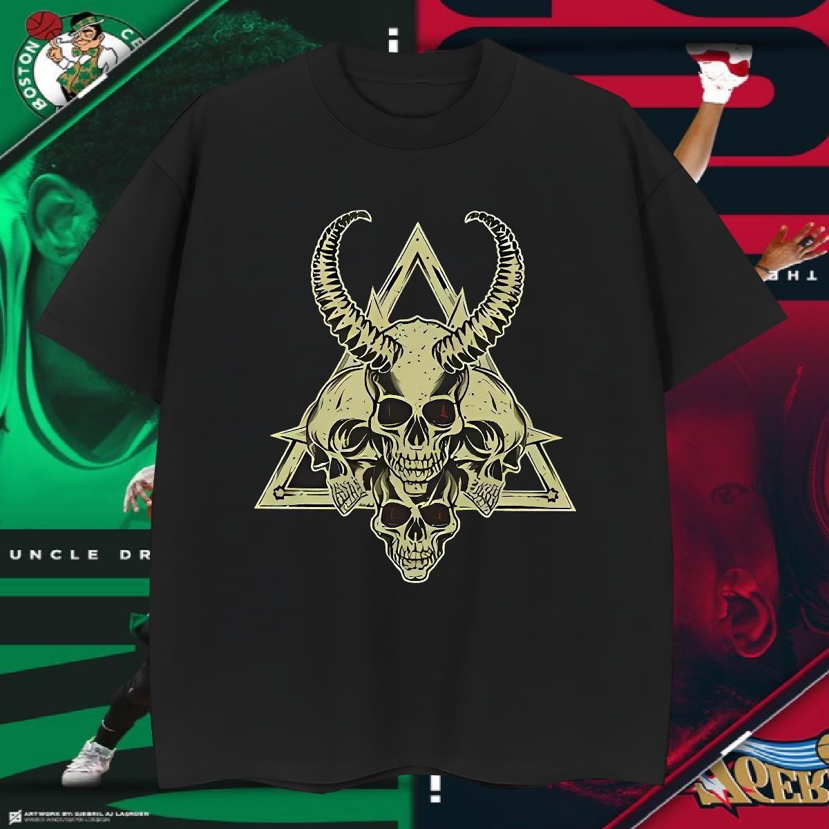 Loose T-Shirts for Men 230g Pure Cotton skull Casual DIY Printed Crew Neck Men Tees New Designer Clothes