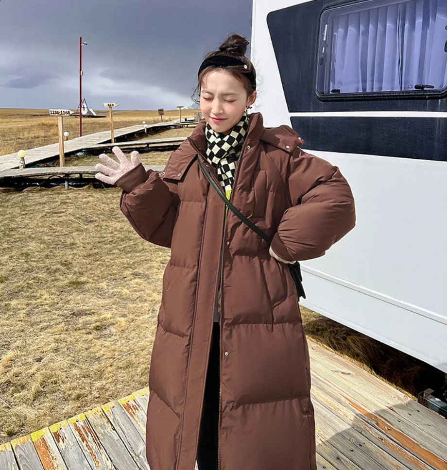 Winter and Autumn Womens White Duck Down Hoodie Inflatable Jacket Warm Black Coat w240824