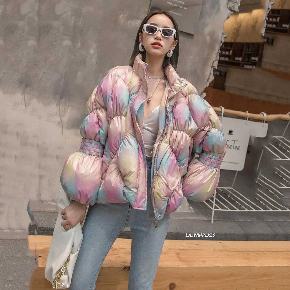 Women's Down Parkas High quality 203 new 90% white duck down jacket stand up collar short feather jacket womens winter warm bubble thick jacket Y