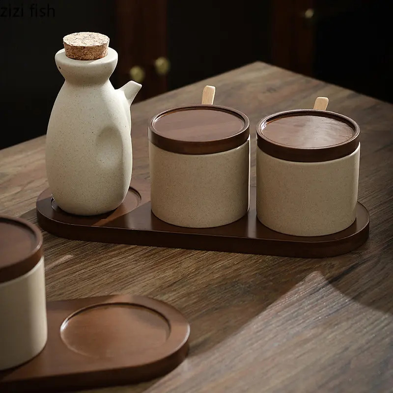 Simple Ceramic Oil Pot Kitchen Household Soy Sauce Pot Vinegar Bottle Seasoning Bottles Seasoning Jar with Lid Kitchenware Set 240823