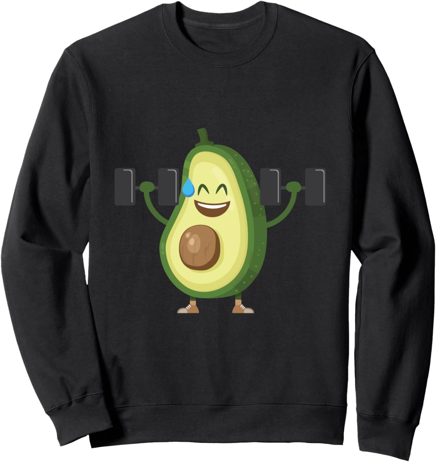 Long Sleeve Shirts For Men Sweatshirt Happy Avocado Lifting Weights Workout, Funny Cartoon Sweatshirt T Shirt Tee Streetwear Casual Tops Clothes Free 