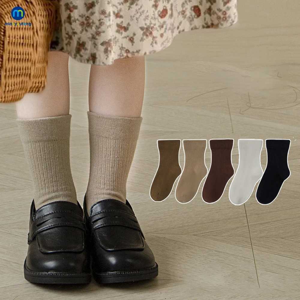 5 Pairs /Lot Baby Girl Soft Boneless Combed Cotton Socks Warm Striped Solid Boy Kids Socks Toddler Children Socks Miaoyoutong CL240824