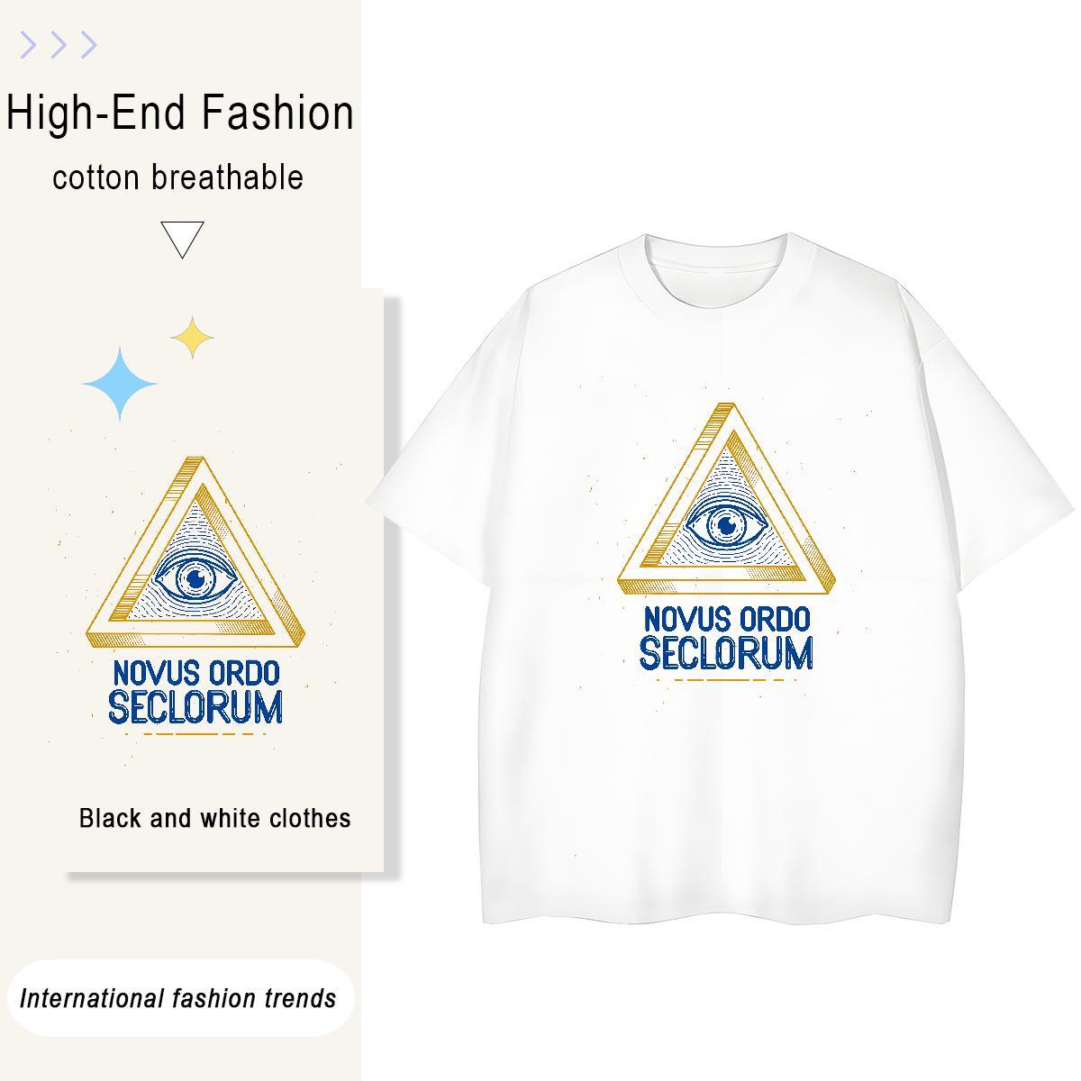 Free Shipping T Shirts Men 230g 100% Cotton eye of the devil Summer Casual Plus Size Cartoon Crew Neck Tshirt for Man Woman Customized Clothes