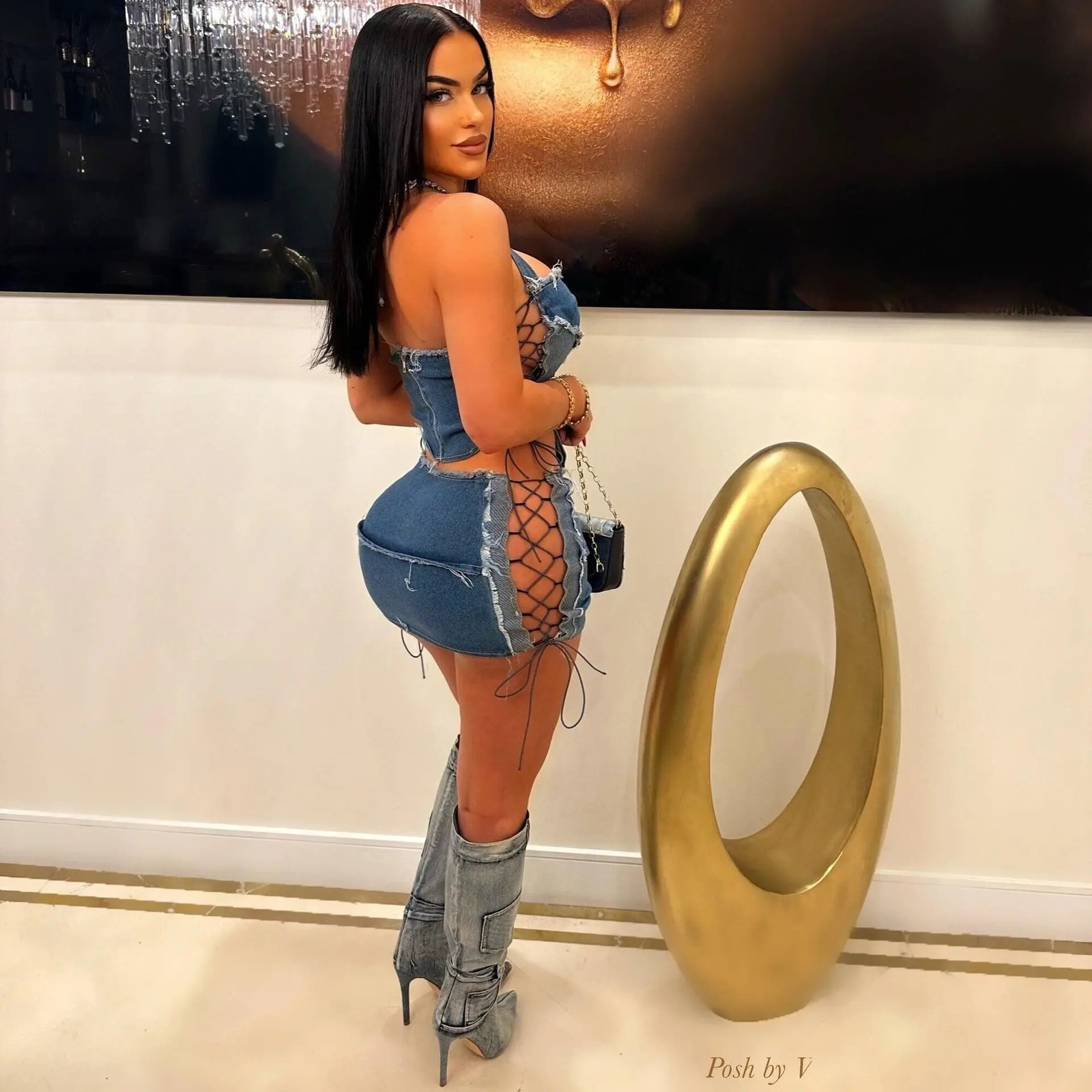 Sexy Asymmetrical Denim Skirt Set Lace Up Bandeau Halterneck Crop Top Suit Summer Jeans Bandage Mini Dress Two Piece Sets Women 240823