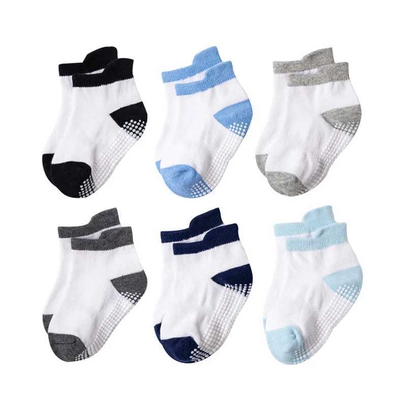 6 Pairs Kids Non-slip Floor Socks For Toddler Baby Boys Girls Indoor Activities Learn To Walk Ankle Socks CL240824