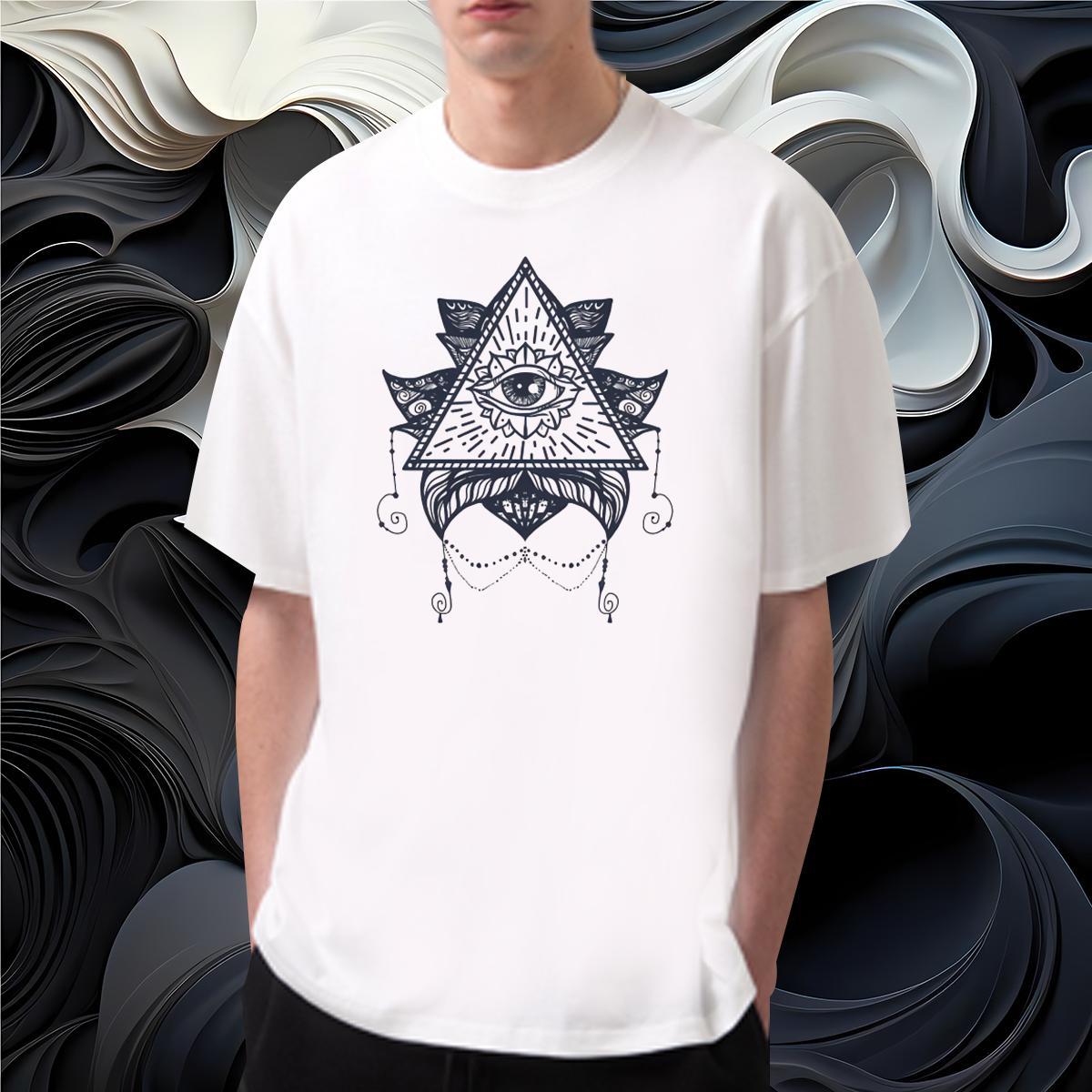 Popular T Shirt For Man 100% Cotton 230g eye of the devil Street Casual DIY Logo Oversized O Neck Short Sleeves Men Tees New Arrival Top Tees