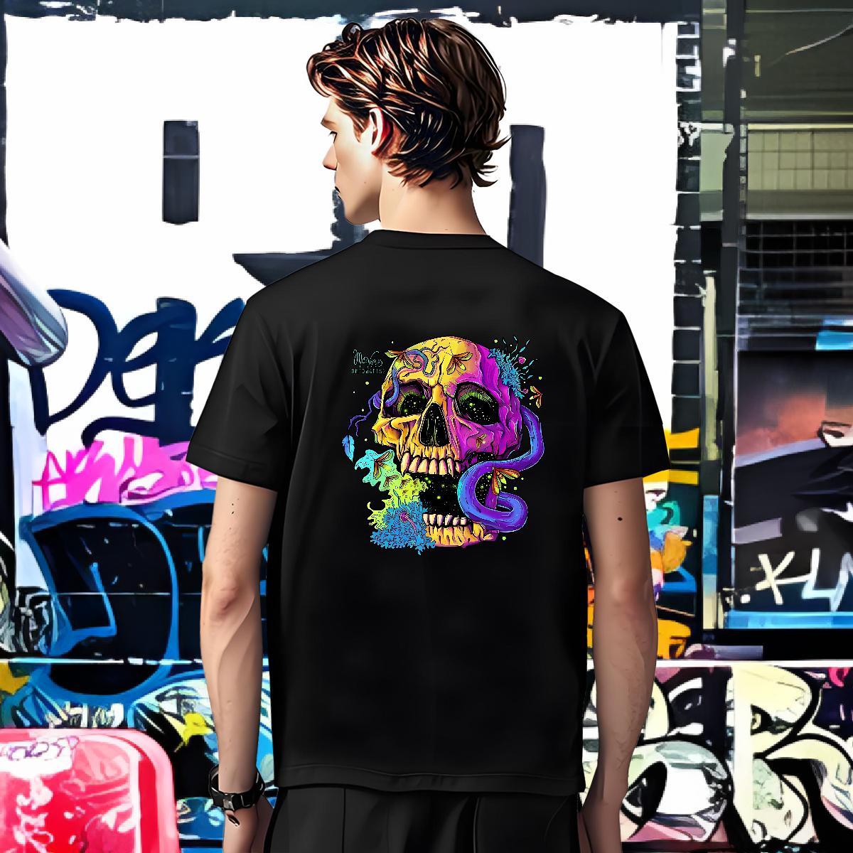 Loose Fit T Shirts Men 230g 100% Cotton skull Beach Customized Print Breathable Soft Tshirt for Man Woman Fashion Designer Tops Tees
