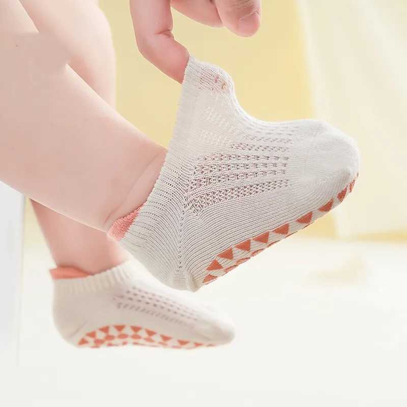 3Pairs 0-5YChildrens Boat Socks 2023 Summer Glued Non slip Childrens Floor Socks Boneless Ear Lifting Newborn Walking Socks CL240824