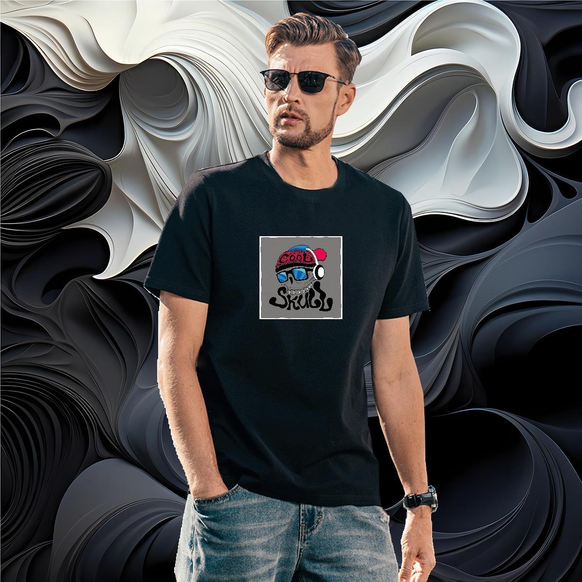 Free Shipping T-Shirts for Men 230g Pure Cotton monster Outdoor Plus Size Cartoon Round Neck Short Sleeve Tshirts Classic Clothes