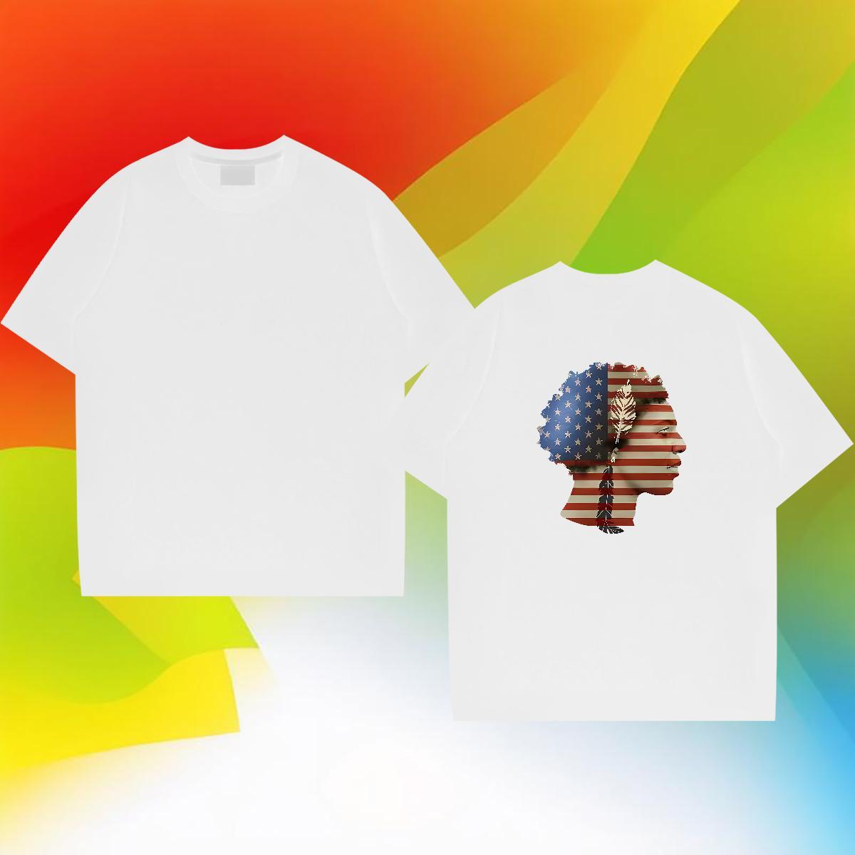 Comfortable Men T Shirts 100% Cotton 230g portrait Daily Outfit DIY Logo Oversized Breathable Short Sleeve Men Clothes T-Shirt Fashion Casual Tees