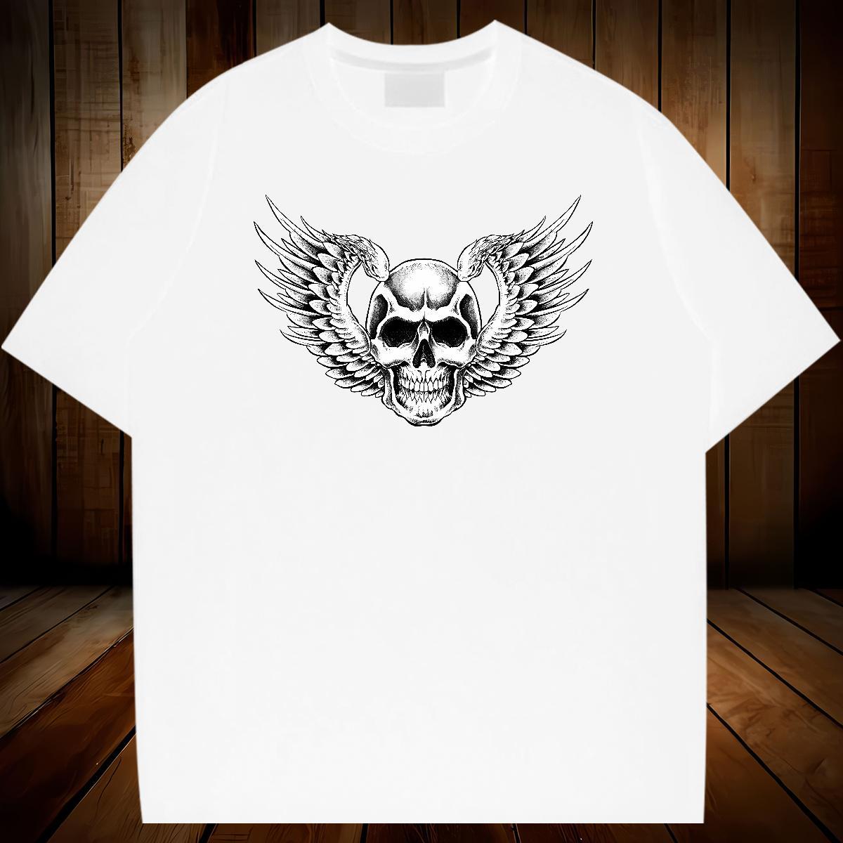 TOP Quality T-Shirts 230g Pure Cotton skull Daily Outfit DIY Anime Breathable Couples T Shirts Customized Tees