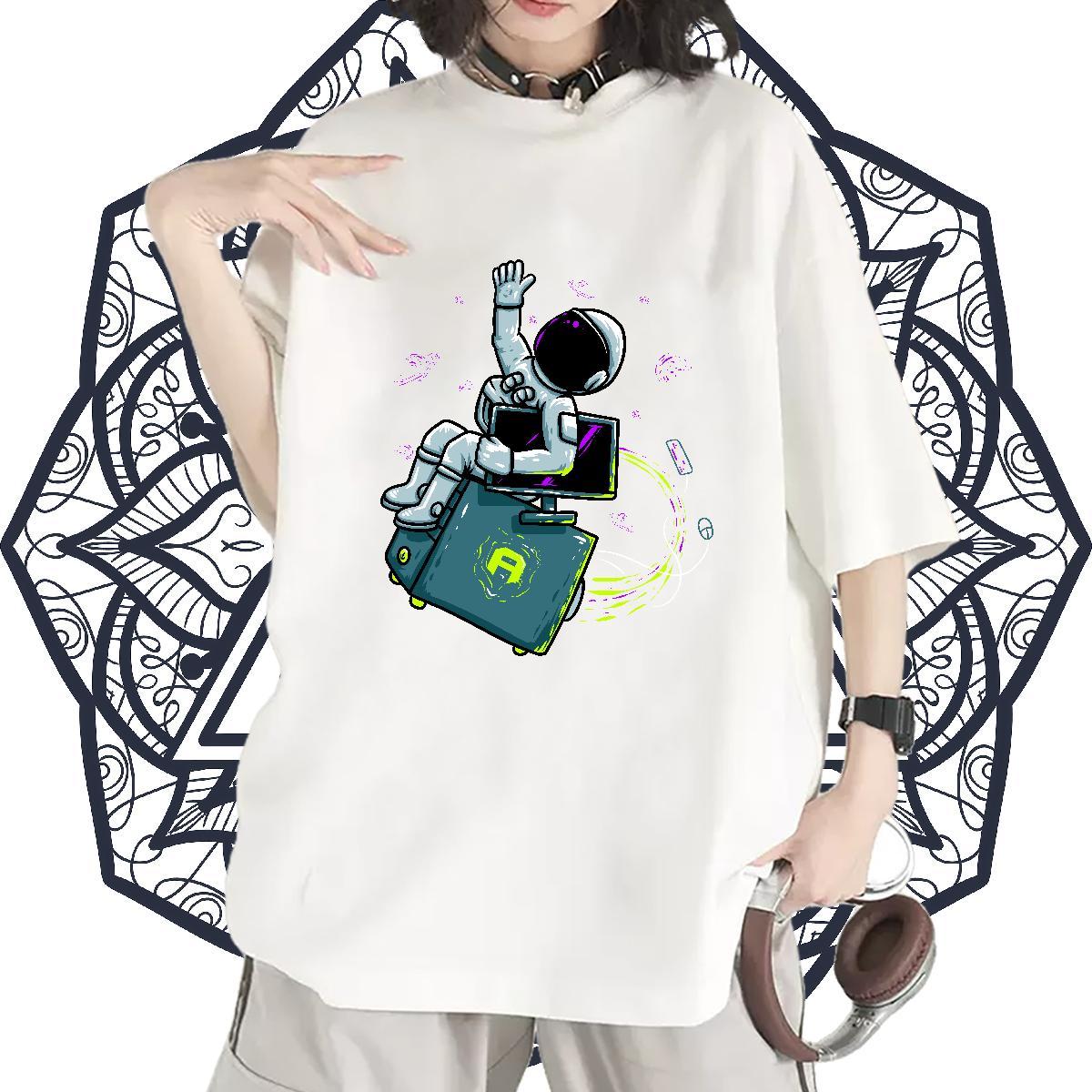 Designer Nice Women Tees 230g Cotton cosmonaut Street T-Shirts for Women Breathable Customized Tops Shirt