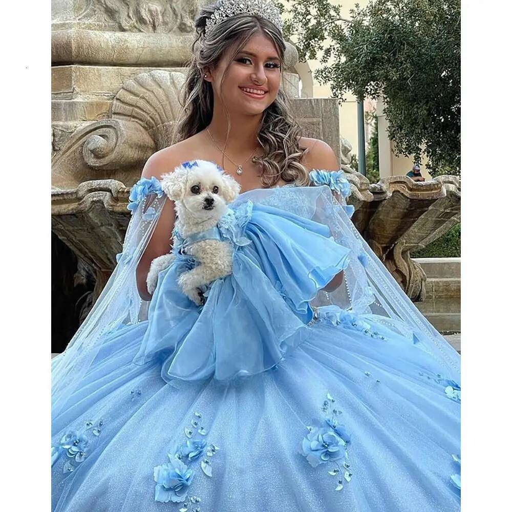 Blue Appliques Light Quinceanera Dress Elegant Ball Gown Bride Robe Sweet Sequins Bridal Dresses Vestidos De Novia Es