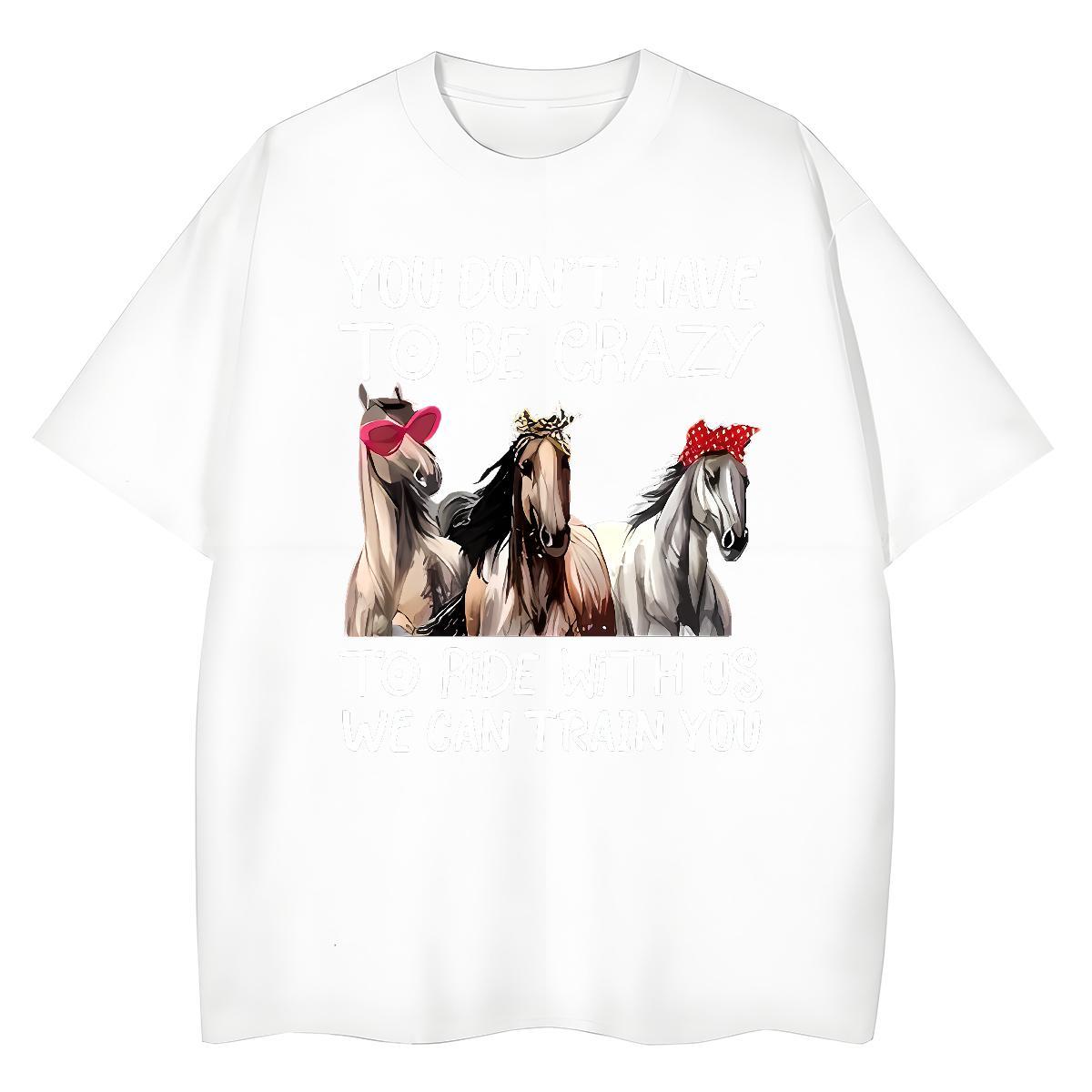 Designer Fashion Men Clothes T-Shirt horse Street Casual 230g 100% Cotton Tees Shirts Breathable Short Sleeve Comfortable T-Shirts DIY Printed