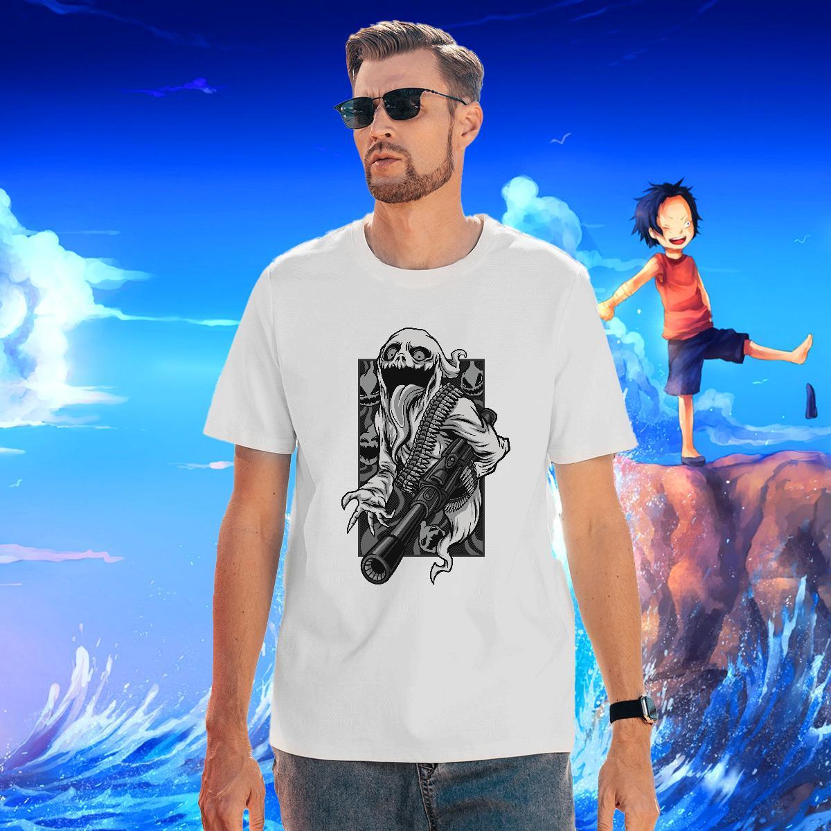 Designer T-Shirts 230g Pure Cotton skull Daily Outfit Custom Printing O-Neck Short Sleeve Men Clothes T-Shirt Casual New Polos
